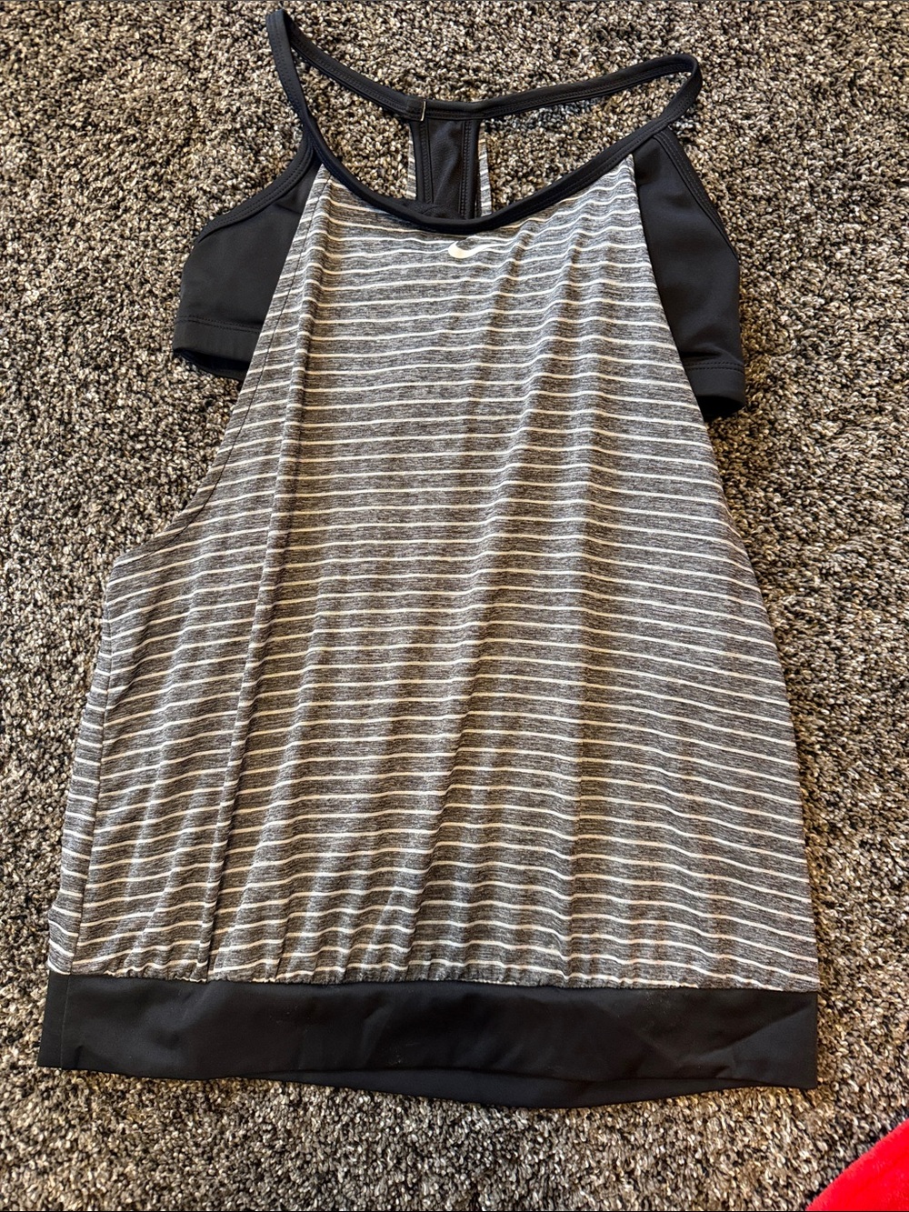 Nike Gray and Black Striped Tank Top